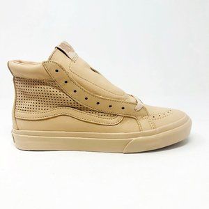 Vans Sk8 Hi Slim Cutout (Square Perf) Amberlight Beige Womens Leather Sneakers